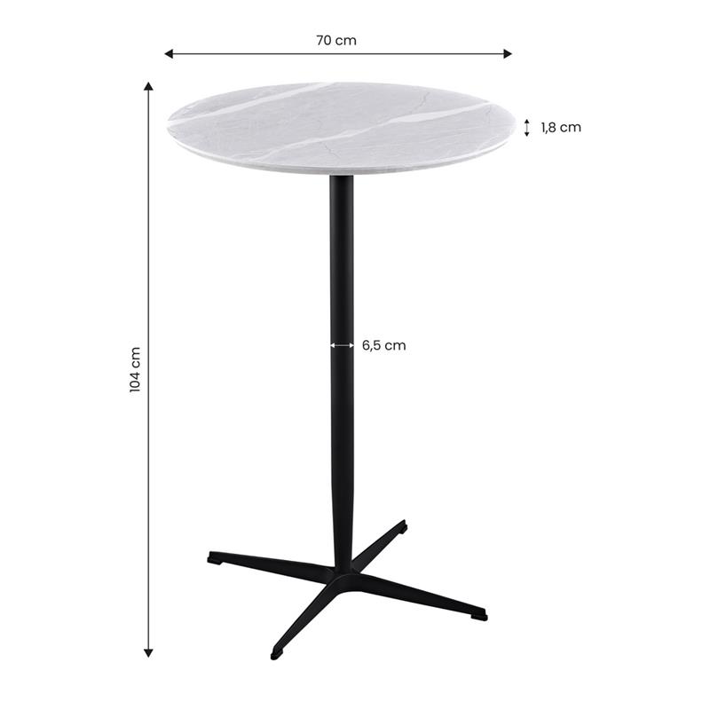 ROWAN TAVOLO BAR MARMO GRIGIO CHIARO 70X70X104 CM