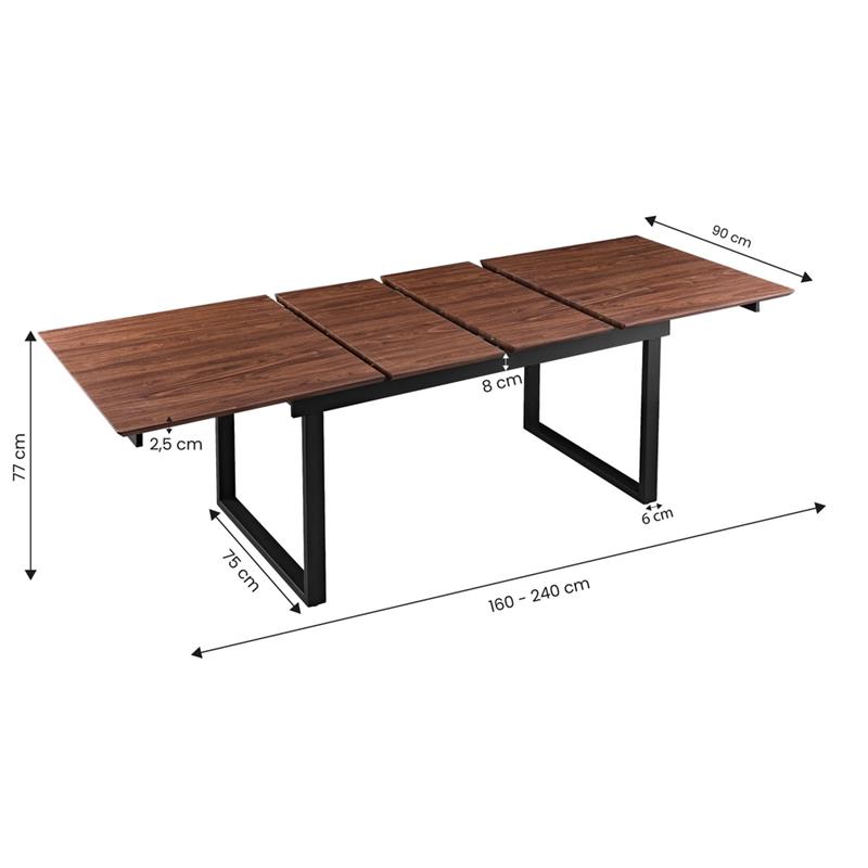 HENRY TAVOLO EXTEN NOCE 160-240X90X76 CM