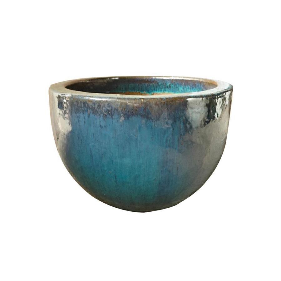 Vaso verde acqua in terracotta con finitura smaltata 38x28 cm - Mahon