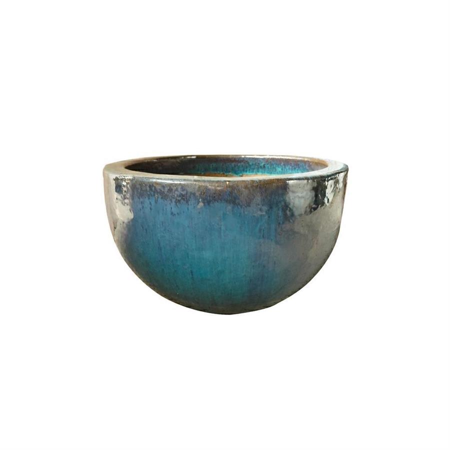 Vaso verde acqua in terracotta con finitura smaltata 31x20 cm - Mahon
