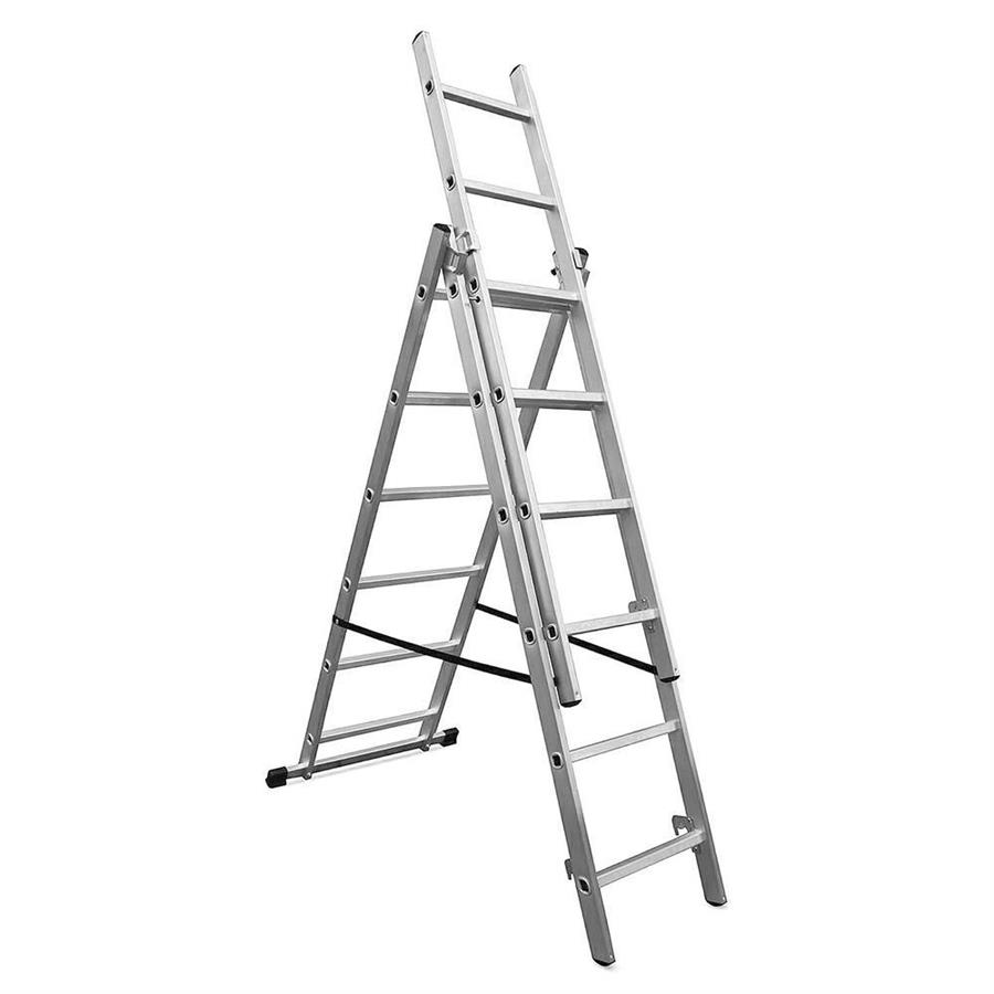 Scala tripla 3x6 alluminio antidivaricamento cinghie sicurezza traversa base
