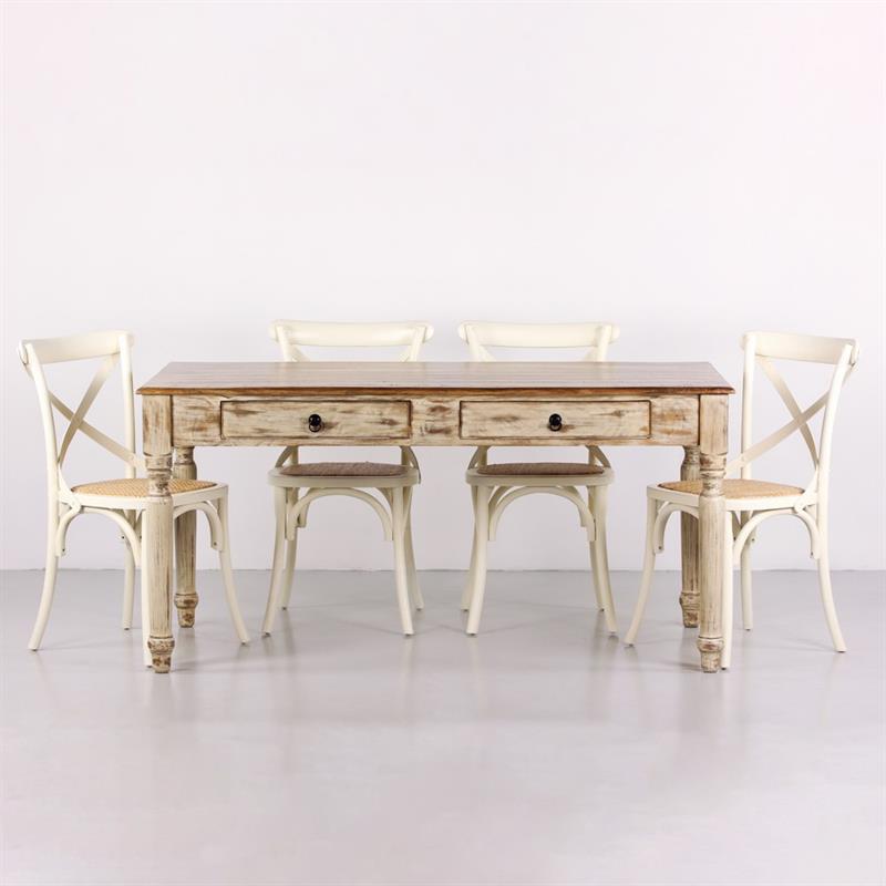SALENTO TAVOLO 2/C MANGO 160X80X78CM BIANCO DEK