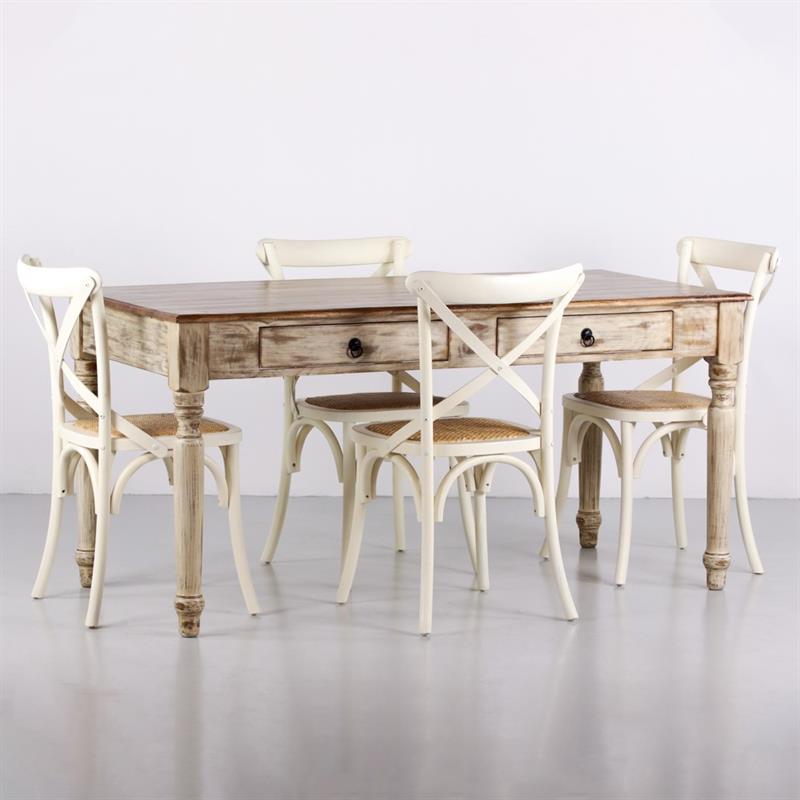 SALENTO TAVOLO 2/C MANGO 160X80X78CM BIANCO DEK