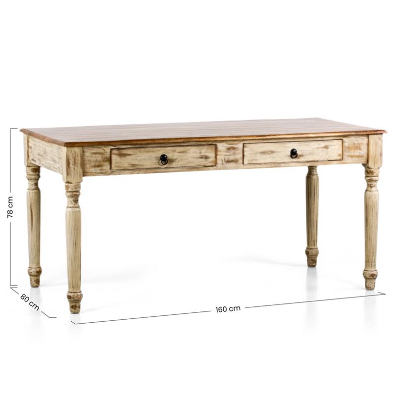 SALENTO TAVOLO 2/C MANGO 160X80X78CM BIANCO DEK