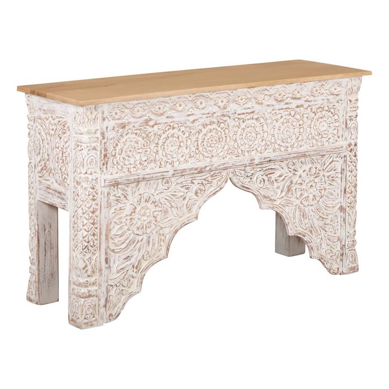 INDI CONSOLLE MANGO SCOLPITA BIANCA 120X40X82CM