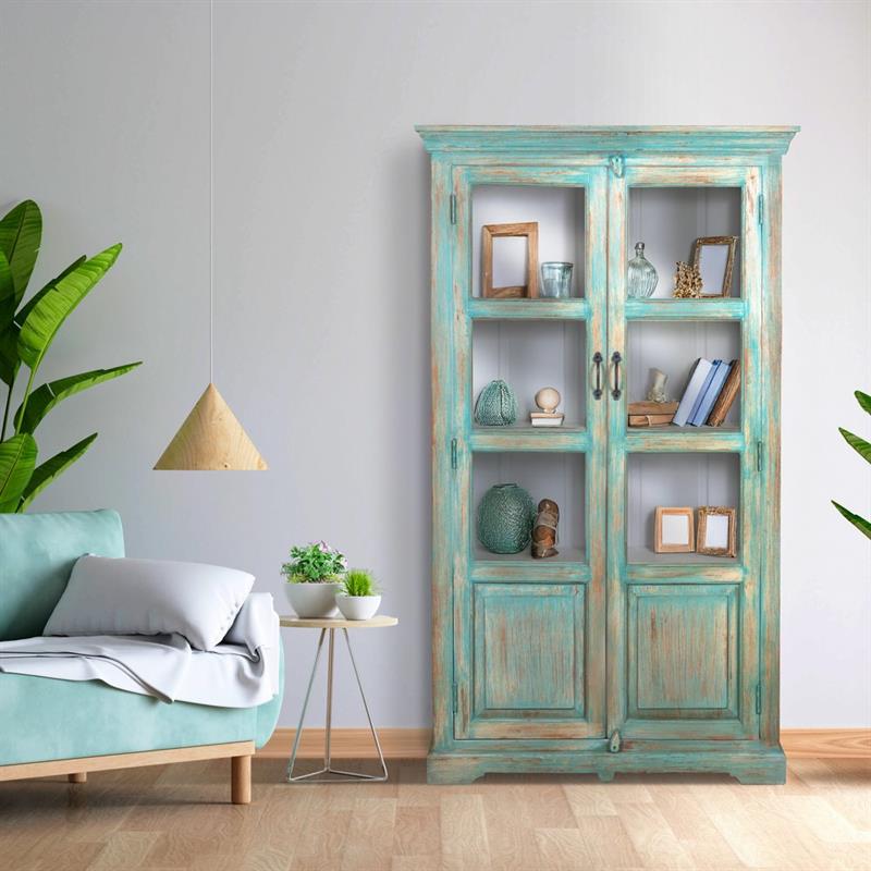 SALENTO VETRINA MANGO 2 ANTE 105X40X180CM AZZURRO DEK
