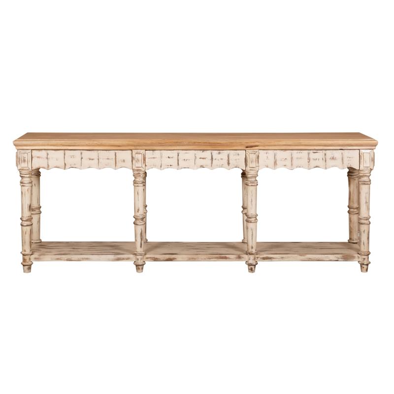 CONSOLLE ORIENTALE DECAPATA FINITURA BIANCA 235X45X90