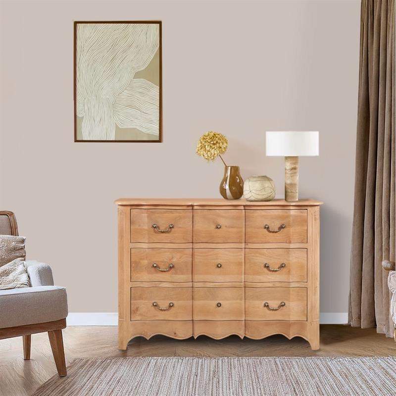 PARIS CASSETTIERA 3/CASSETTONI MANGO NATURAL 124X50X89CM