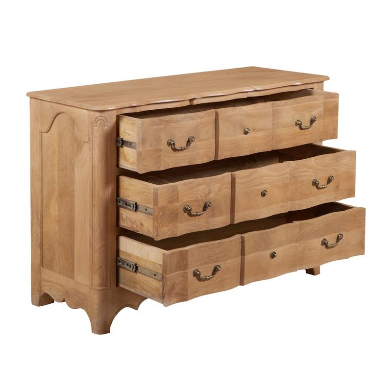 PARIS CASSETTIERA 3/CASSETTONI MANGO NATURAL 124X50X89CM