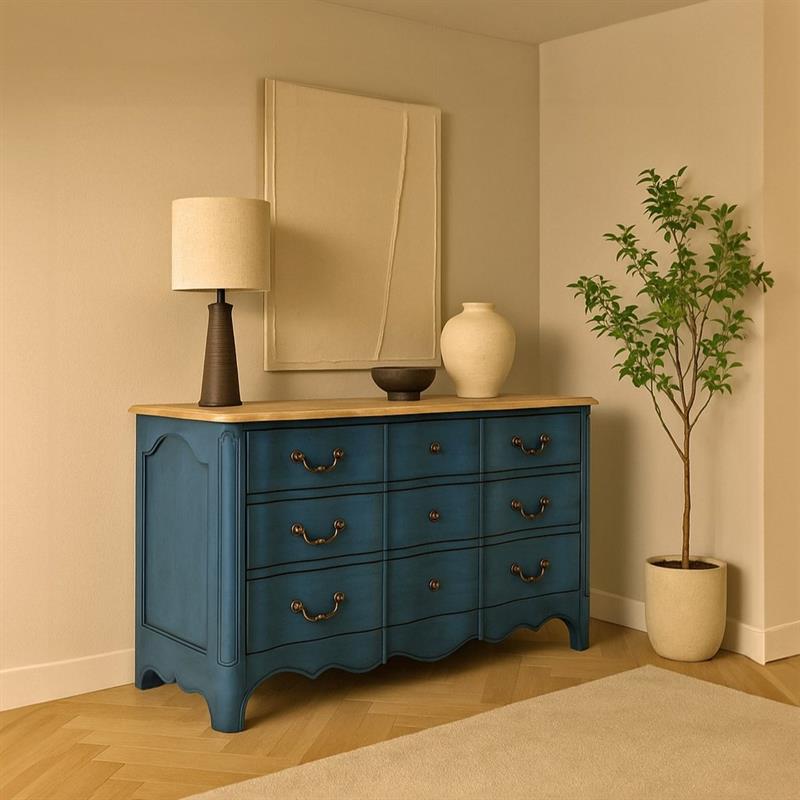 PARIS CASSETTIERA 3/CASSETTONI MANGO BLU 124X50X89CM