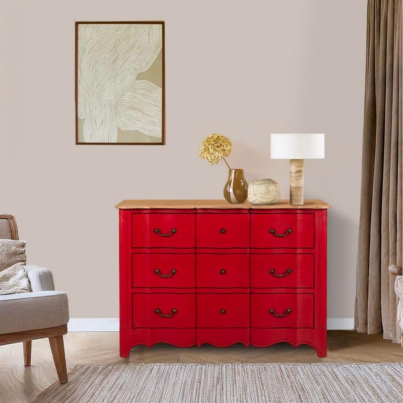 PARIS CASSETTIERA 3/CASSETTONI MANGO ROSSA 124X50X89CM