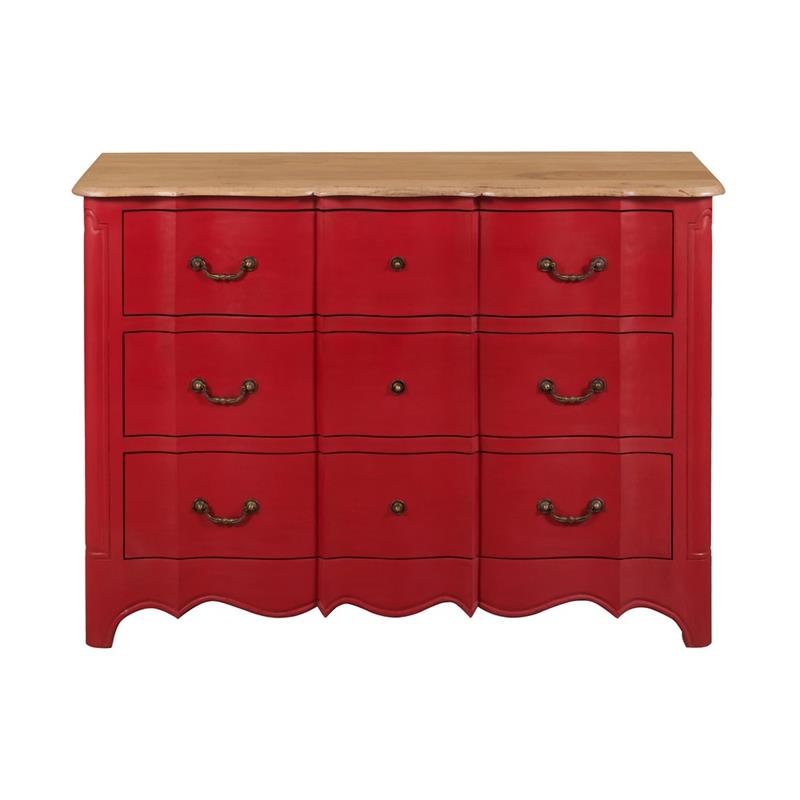 PARIS CASSETTIERA 3/CASSETTONI MANGO ROSSA 124X50X89CM