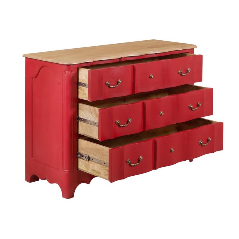 PARIS CASSETTIERA 3/CASSETTONI MANGO ROSSA 124X50X89CM