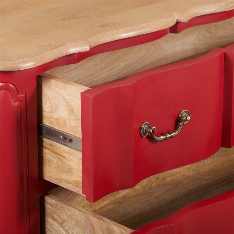 PARIS CASSETTIERA 3/CASSETTONI MANGO ROSSA 124X50X89CM