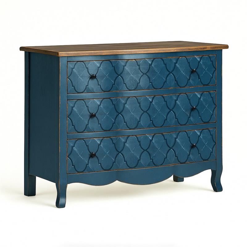 BOVARY CASSETTIERA 3/C INTARSIO BLU 110X48X85
