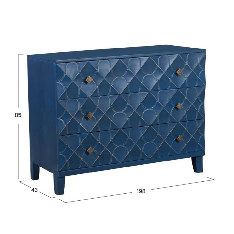 BOVARY CASSETTIERA 3/C INTARSIO BLU 110X48X85