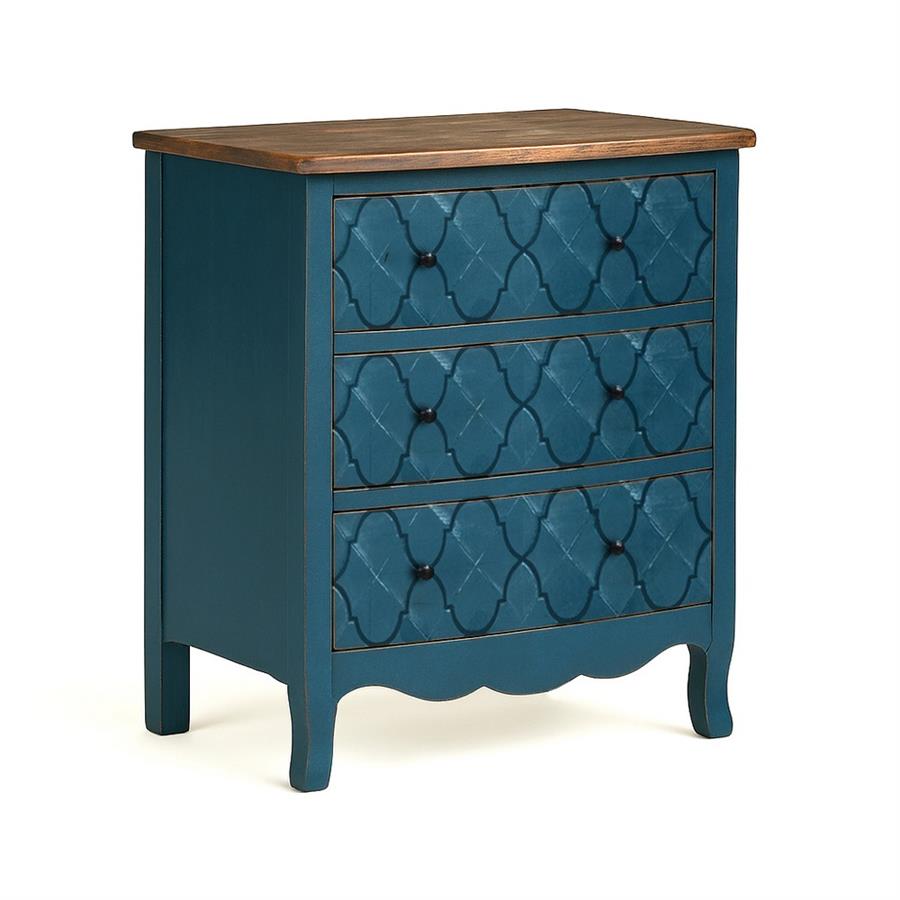 BOVARY CASSETTIERA 3/C INTARSIO BLU 60X40X70