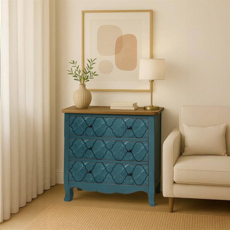 BOVARY CASSETTIERA 3/C INTARSIO BLU 60X40X70