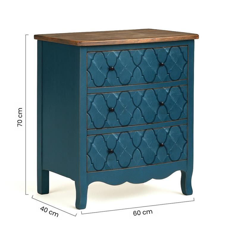 BOVARY CASSETTIERA 3/C INTARSIO BLU 60X40X70