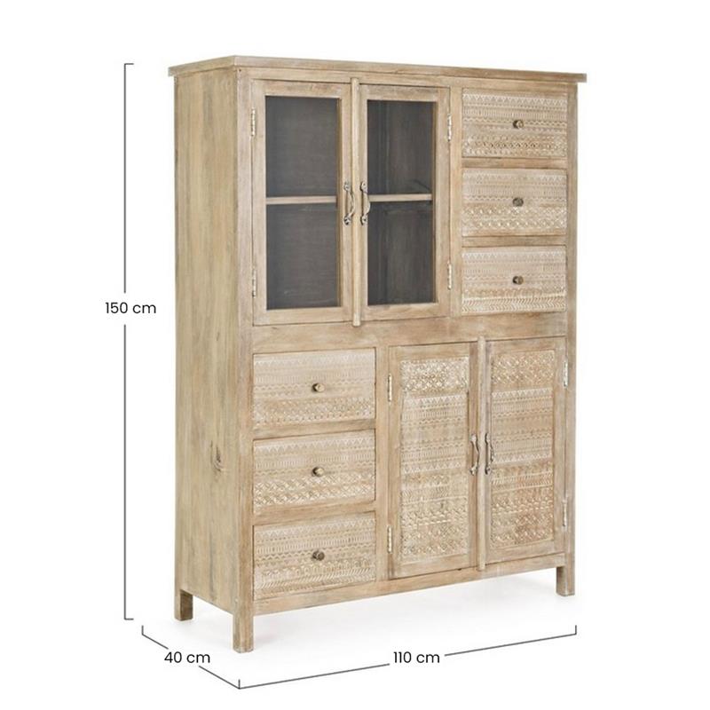 ALMIRA CREDENZA 6/C 4/A INTARSI BIANCHI 110X40X150