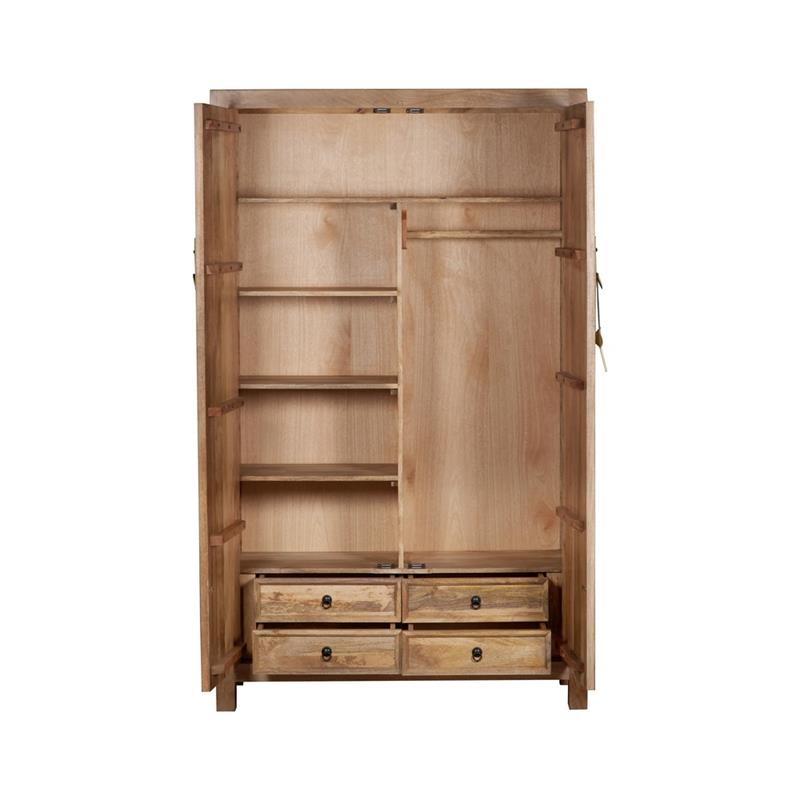 NEELAM ARMADIO NATURAL 2/A E 4 CASSETTI INTERNI 120X50X200CM