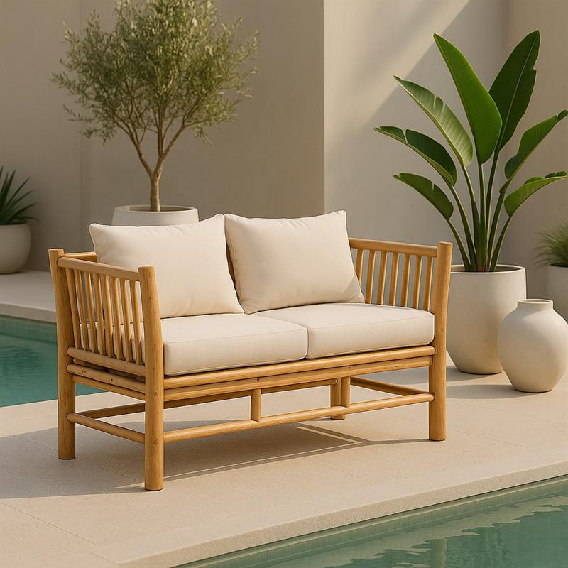 SHEIN DIVANO/2P BEIGE L140XH80XD80 TEAK RICICLATO