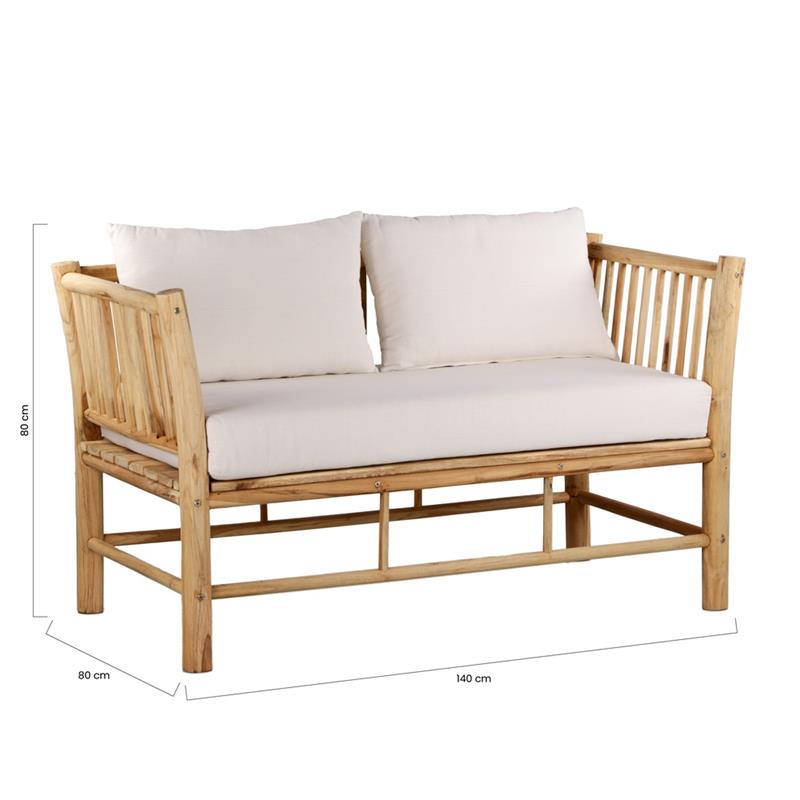 SHEIN DIVANO/2P BEIGE L140XH80XD80 TEAK RICICLATO