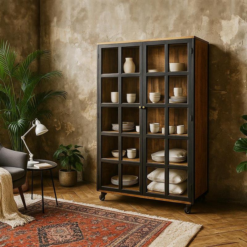 QUADRO CREDENZA MANGO BLACK 120X40X194
