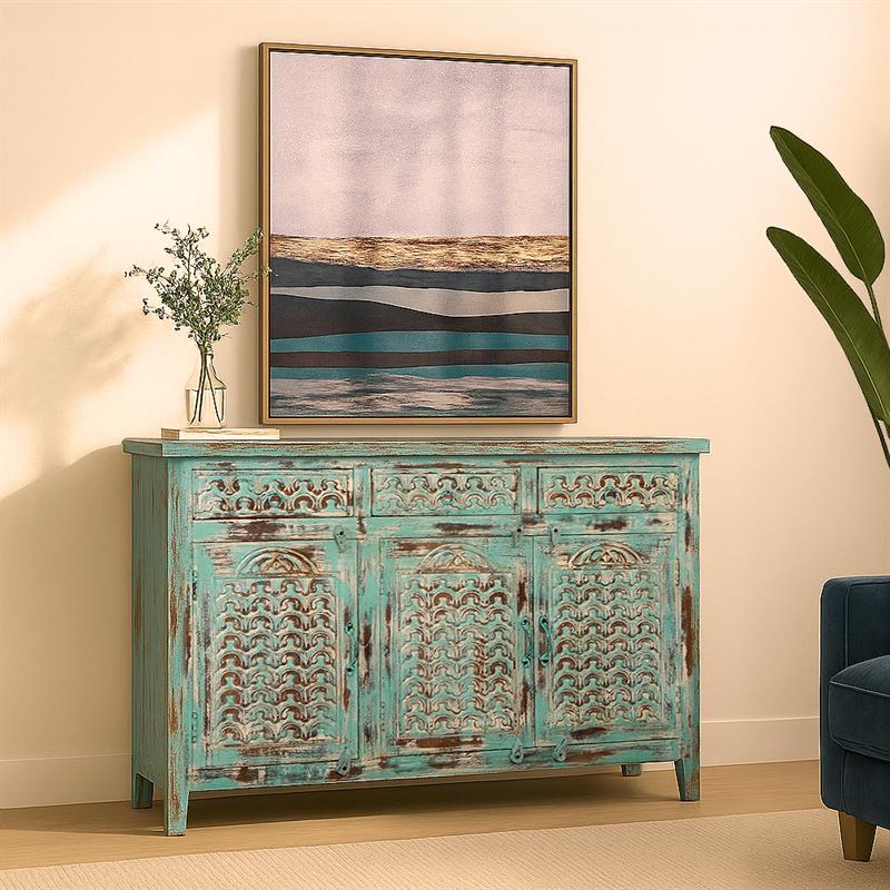 CREDENZA ORIENTALE LEGNO DI MANGO 3/A 3/C 132X42X90 CM