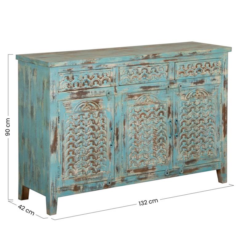 CREDENZA ORIENTALE LEGNO DI MANGO 3/A 3/C 132X42X90 CM