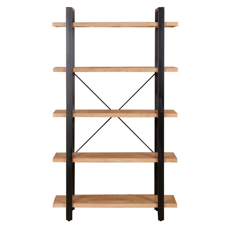 ACHILLE LIBRERIA 5/RIPIANI ACACIA METALLO NERO 102X34X180CM