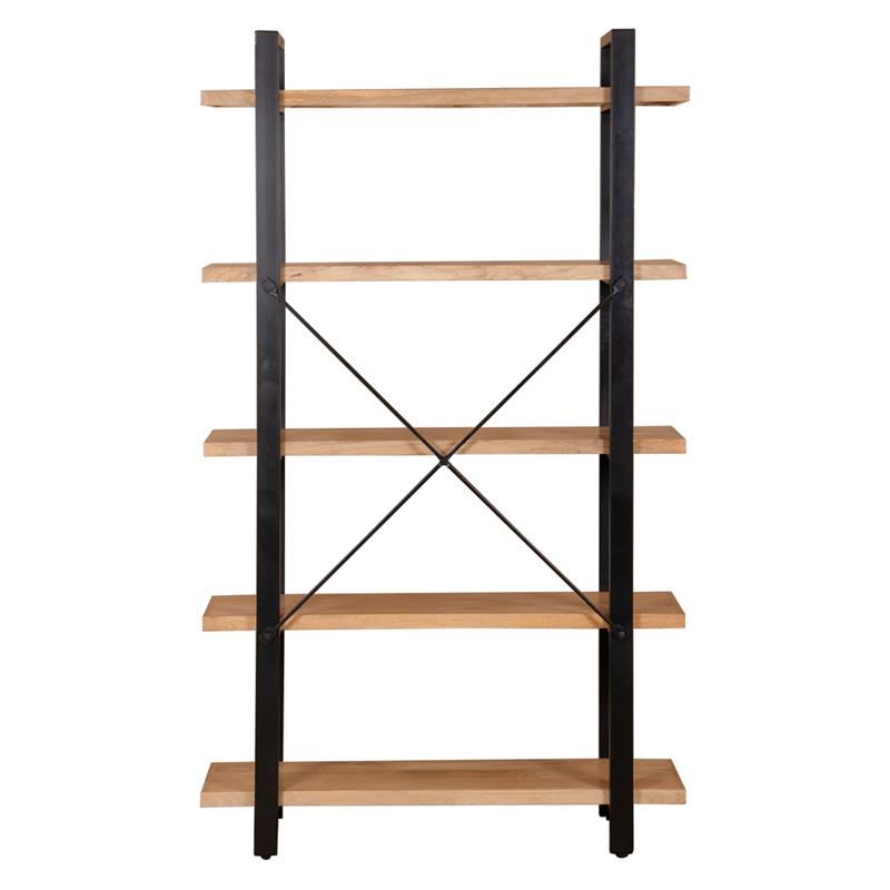 ACHILLE LIBRERIA 5/RIPIANI ACACIA METALLO NERO 102X34X180CM