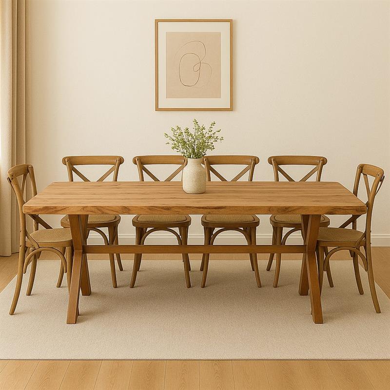 ACHILLE TAVOLO ACACIA GAMBE CORTEN 220X100X78CM