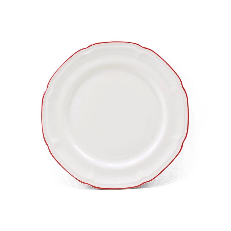 SET GRACE 18 PIATTI IN PORCELLANA BIANCA CON BORDO ROSSO