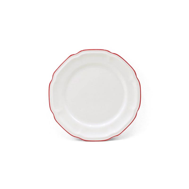 SET GRACE 18 PIATTI IN PORCELLANA BIANCA CON BORDO ROSSO