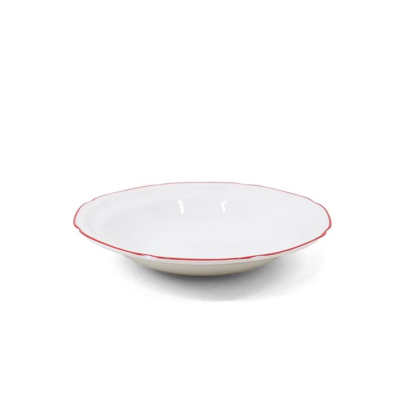 SET GRACE 18 PIATTI IN PORCELLANA BIANCA CON BORDO ROSSO