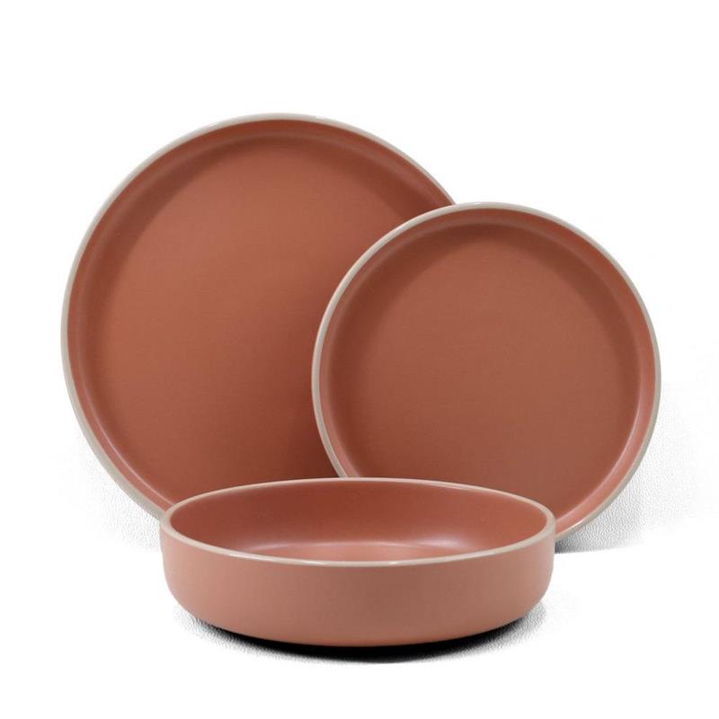 SET SERENA 18 PIATTI IN GRES PORCELLANATO COLOR TERRACOTTA
