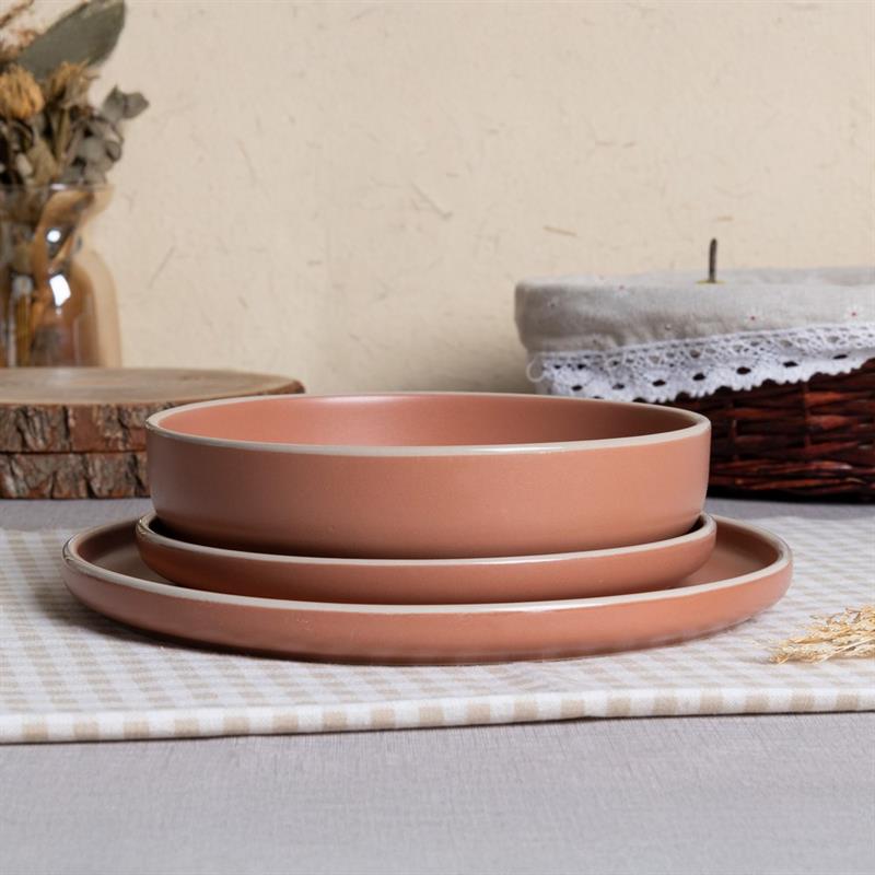 SET SERENA 18 PIATTI IN GRES PORCELLANATO COLOR TERRACOTTA