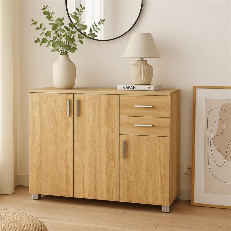 ASTOR CREDENZA 3 ANTE + 2 CASSETTI ROVERE 120X35X85,5 CM