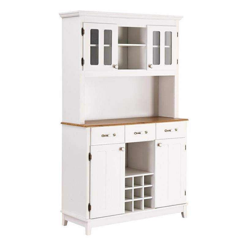 CREDENZA BIANCA TOP NOCE CON CANTINETTA 109X43X183 CM