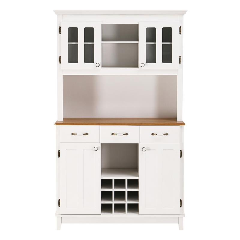 CREDENZA BIANCA TOP NOCE CON CANTINETTA 109X43X183 CM