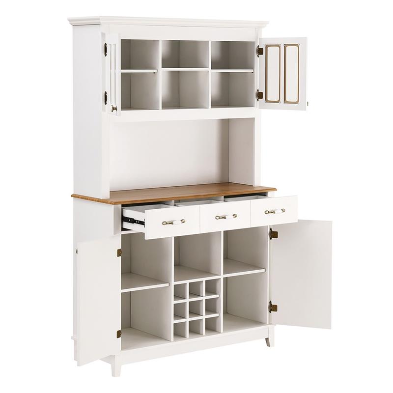 CREDENZA BIANCA TOP NOCE CON CANTINETTA 109X43X183 CM