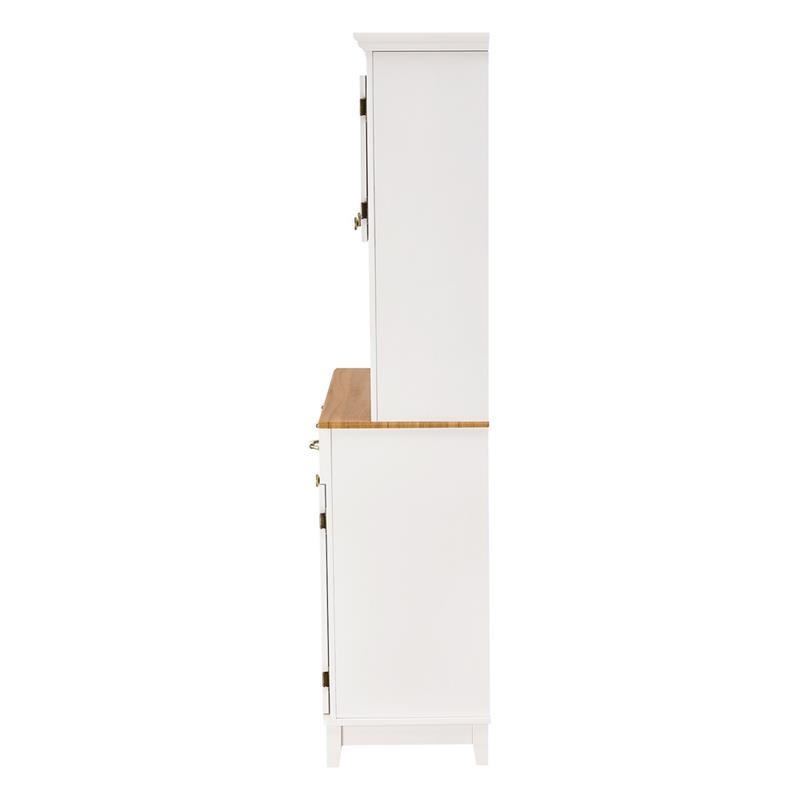 CREDENZA BIANCA TOP NOCE CON CANTINETTA 109X43X183 CM