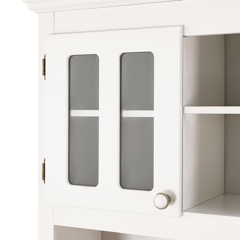 CREDENZA BIANCA TOP NOCE CON CANTINETTA 109X43X183 CM