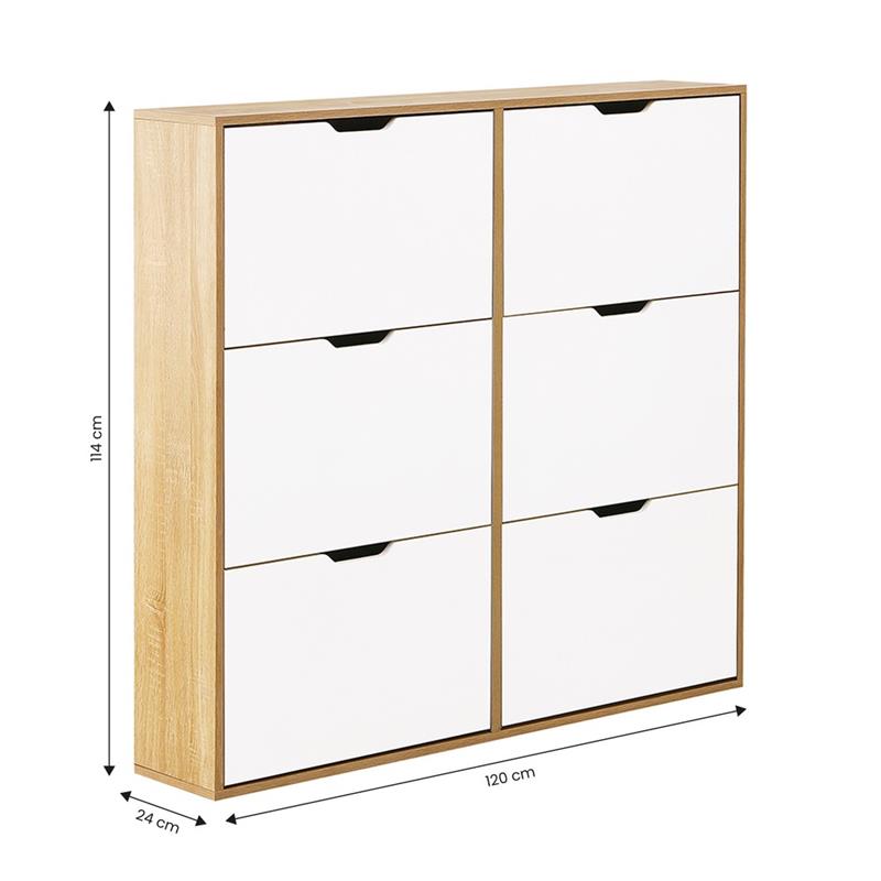 SKY SCARPIERA 6 ANTE ORIZ. BIANCA/ROVERE 120X24X114 CM