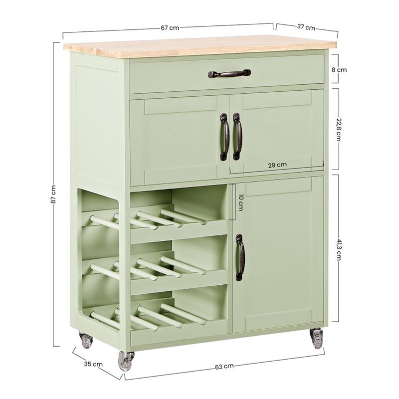 FEBE MOBILETTO CUCINA VERDE 67X36X87 CM