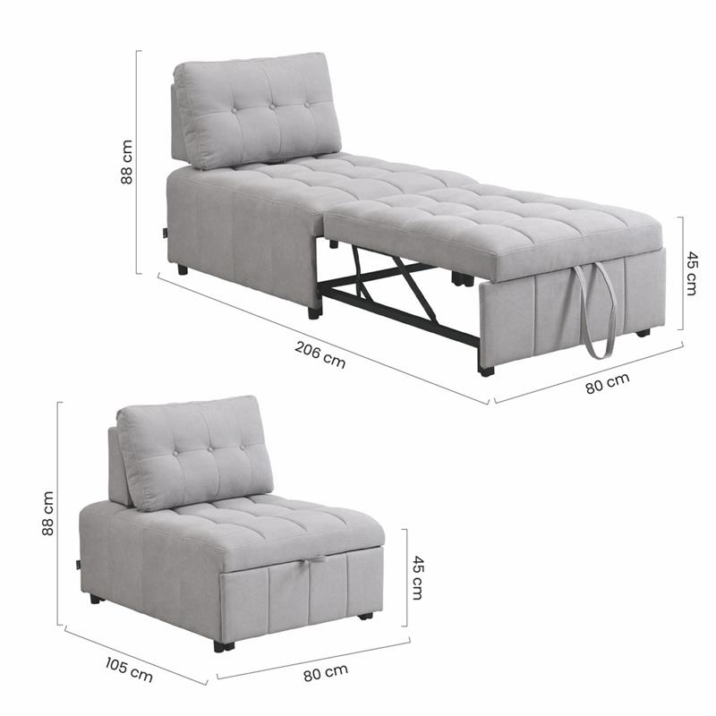 ORLEANS POLTRONA LETTO GRIGIO CHIARO