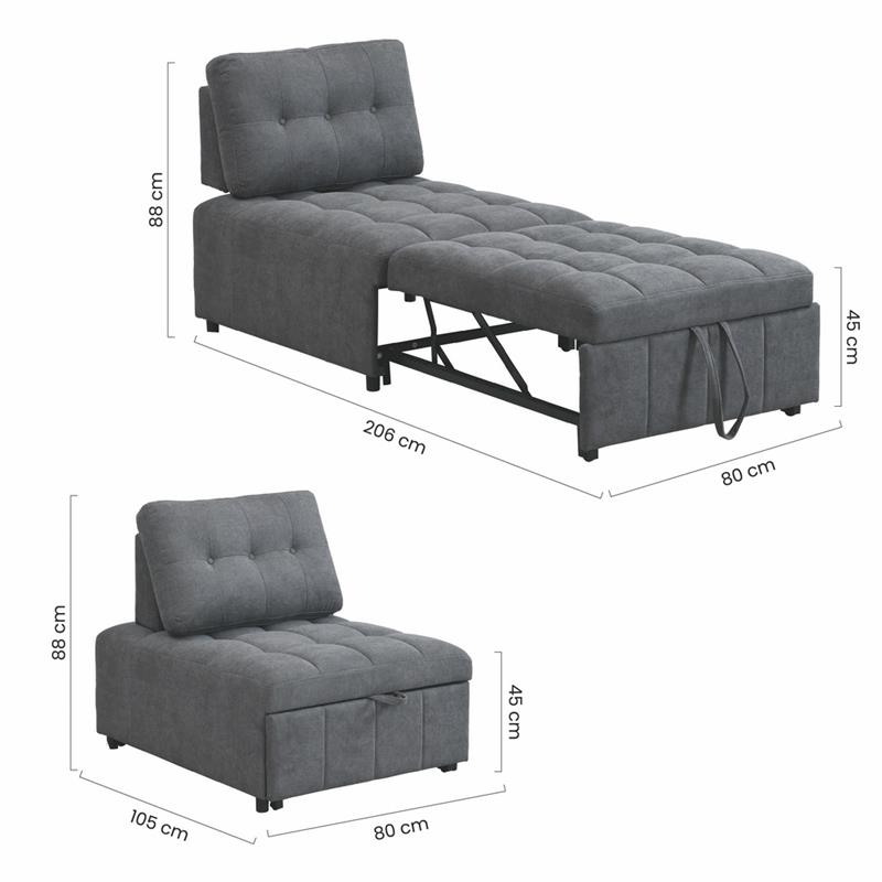 ORLEANS POLTRONA LETTO GRIGIO SCURO