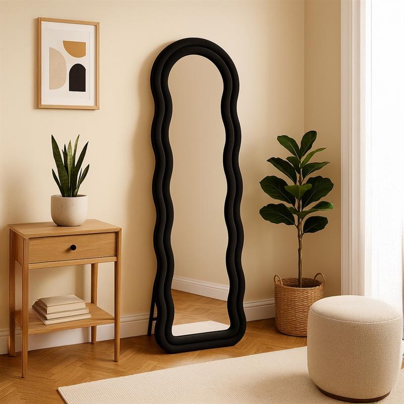 WAVY SPECCHIO ONDULATO NERO 55X4,5X165 CM