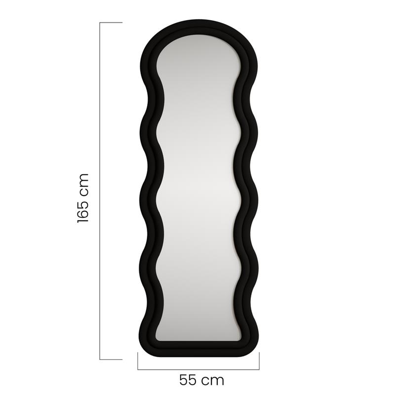 WAVY SPECCHIO ONDULATO NERO 55X4,5X165 CM
